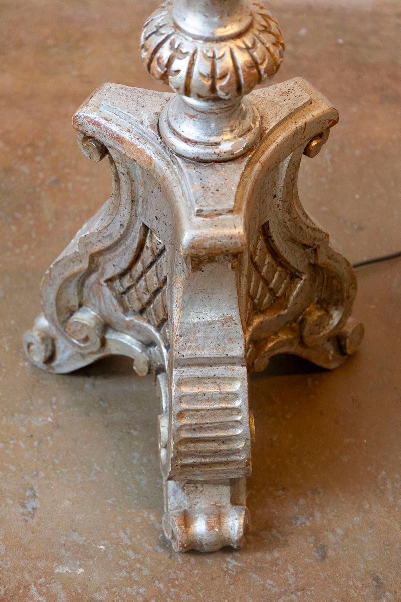 20th Century French Painted and Carved Wood Lamp with Neoclassical Detailing - JAA