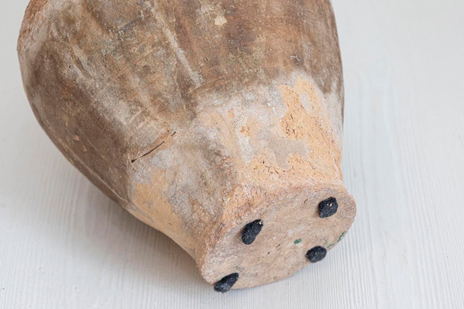 Small English 1930s Green Glazed Terracotta Olive Oil Jar with Back Handle - JAA