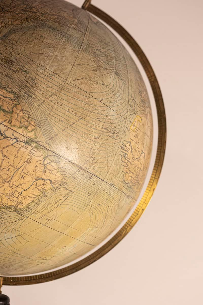 Large Swedish 1910s Freestanding Terrestrial Globe on Black Carved Base - JAA