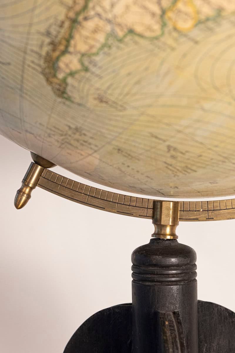 Large Swedish 1910s Freestanding Terrestrial Globe on Black Carved Base - JAA