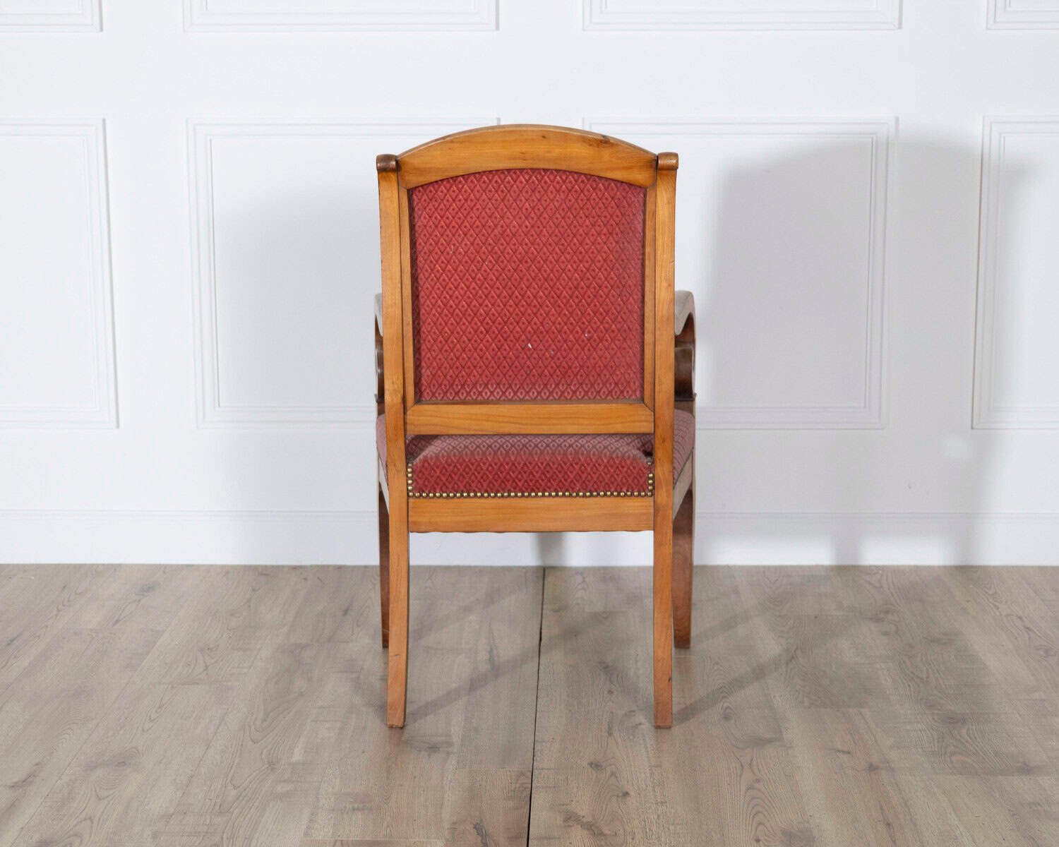 Pair of Louis Philippe Cherry Wood Armchairs with Upholstered Seats - JAA