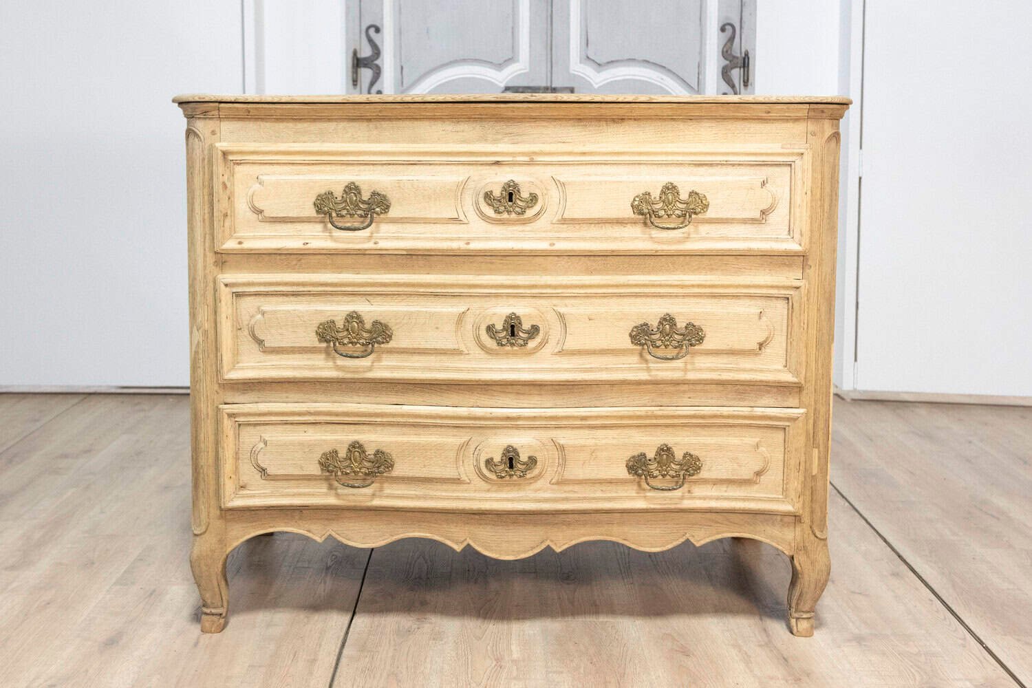 18th Century French Provincial Commode — Walnut with Brass - JAA