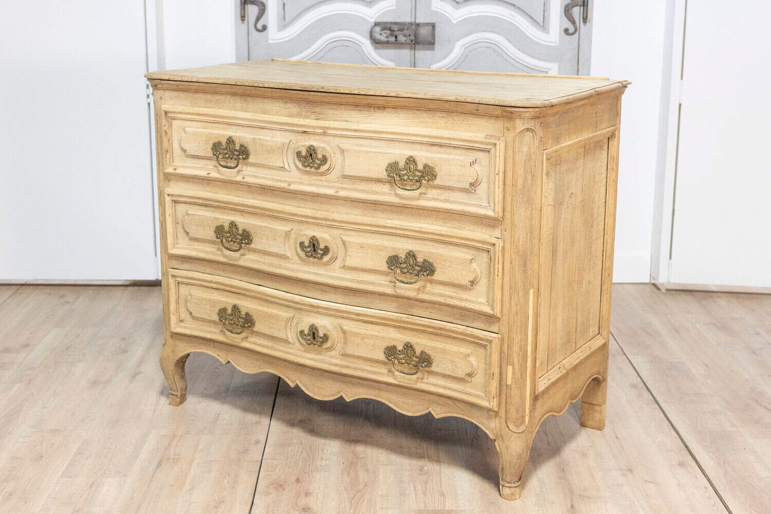 18th Century French Provincial Commode — Walnut with Brass - JAA