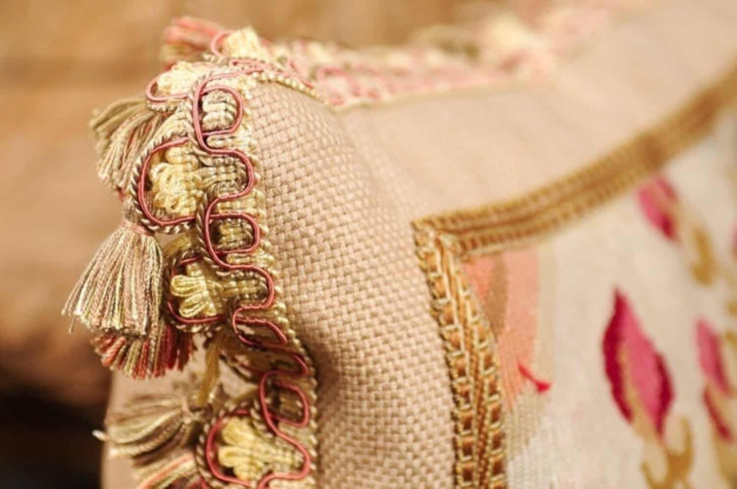 Pillow Made from a 19th Century French Tapestry with Floral Décor and Tassels - JAA