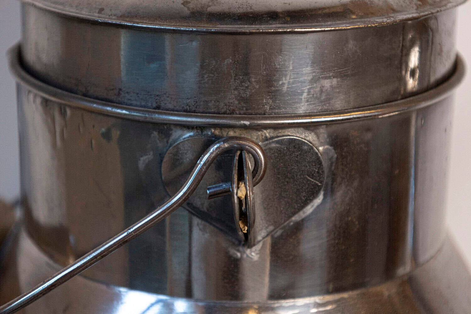 French 19th Century Metal Milk Can with Long Spout and Wooden Handle - JAA