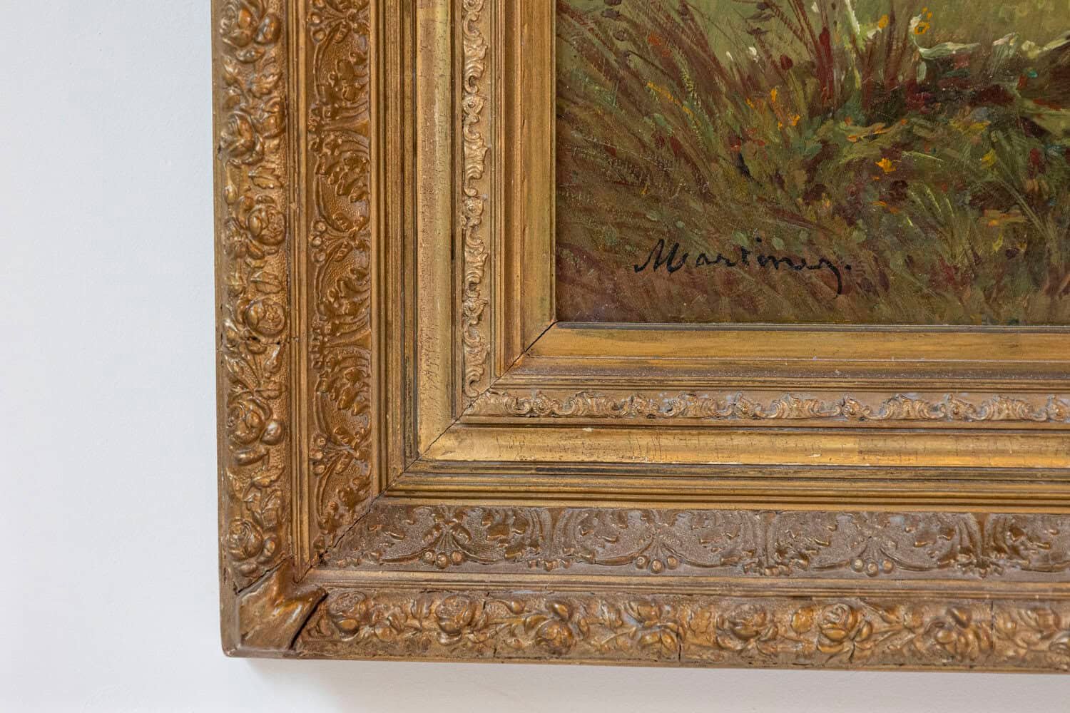 French Barbizon Oil Painting of Cattle Herd by Pablo Martinez del Rio, 1870s - JAA