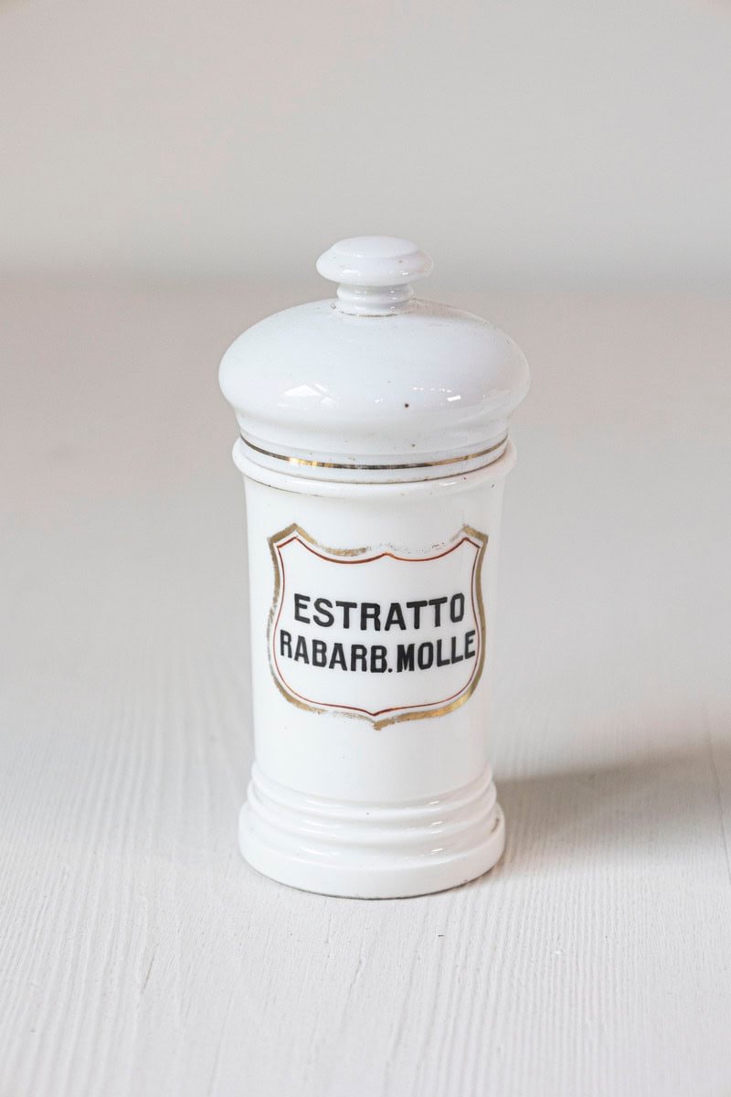 Italian 20th Century Porcelain Pharmacy Jars with Labels - JAA
