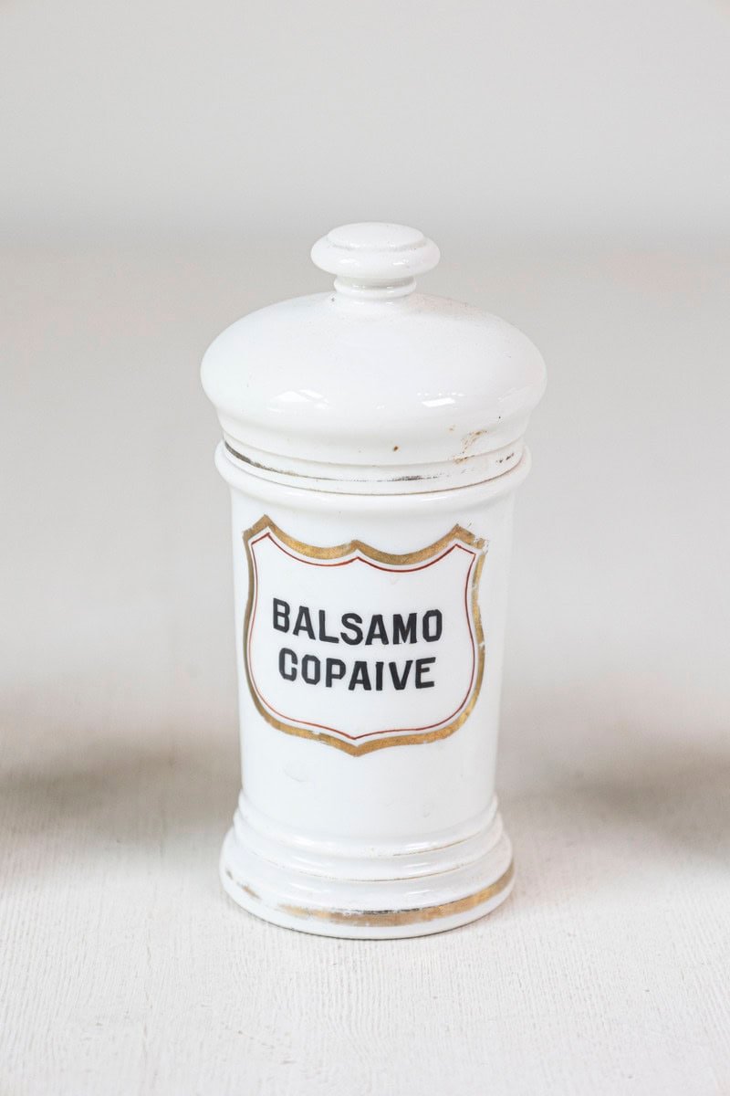 Italian 20th Century Porcelain Pharmacy Jars with Labels - JAA