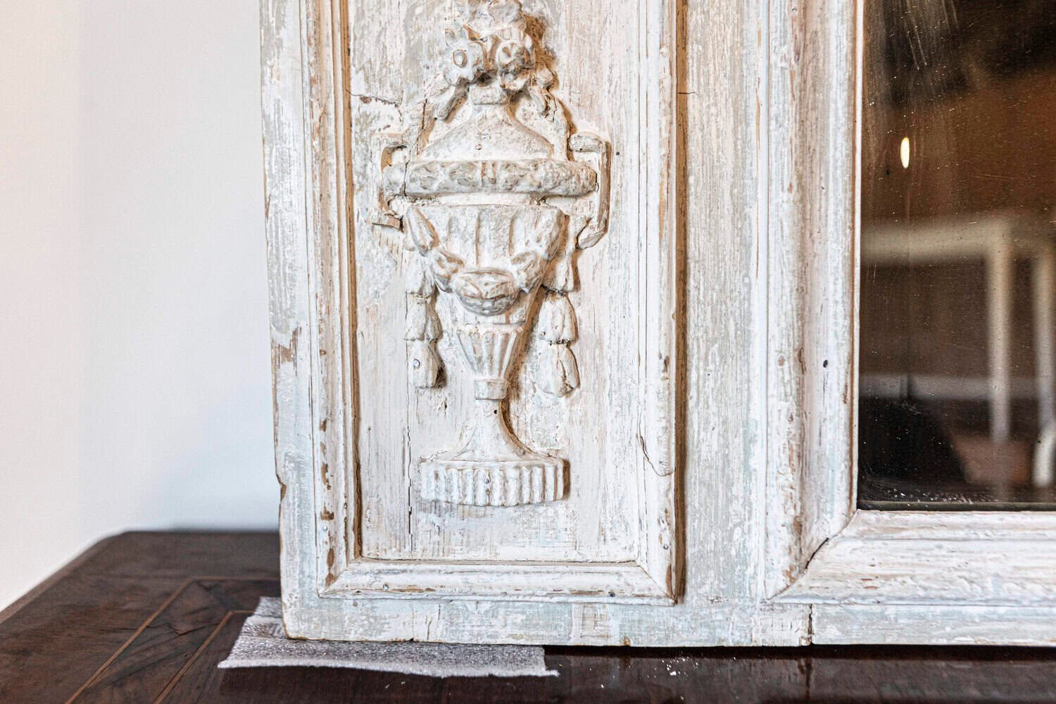 French Louis XVI 1790s Trumeau Mirror with Carved Liberal Arts Allegory - JAA