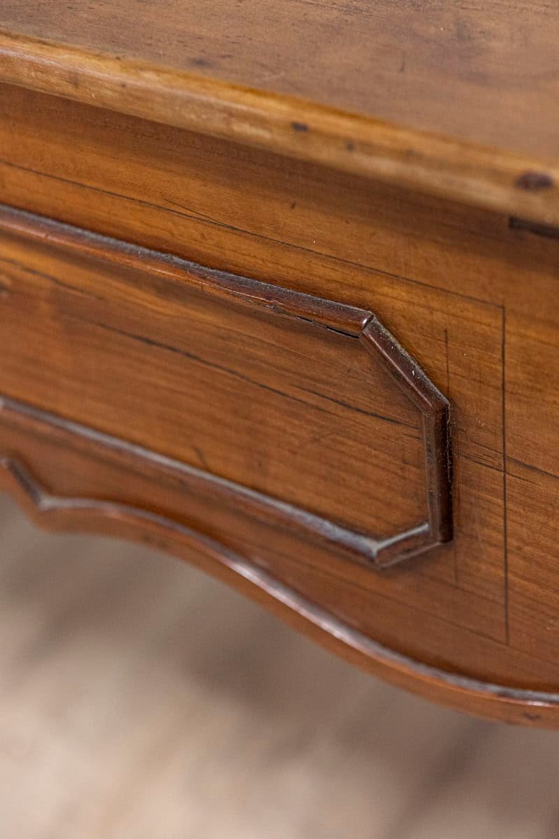French 19th Century Walnut Desk with Carved Apron and Lateral Drawer - JAA