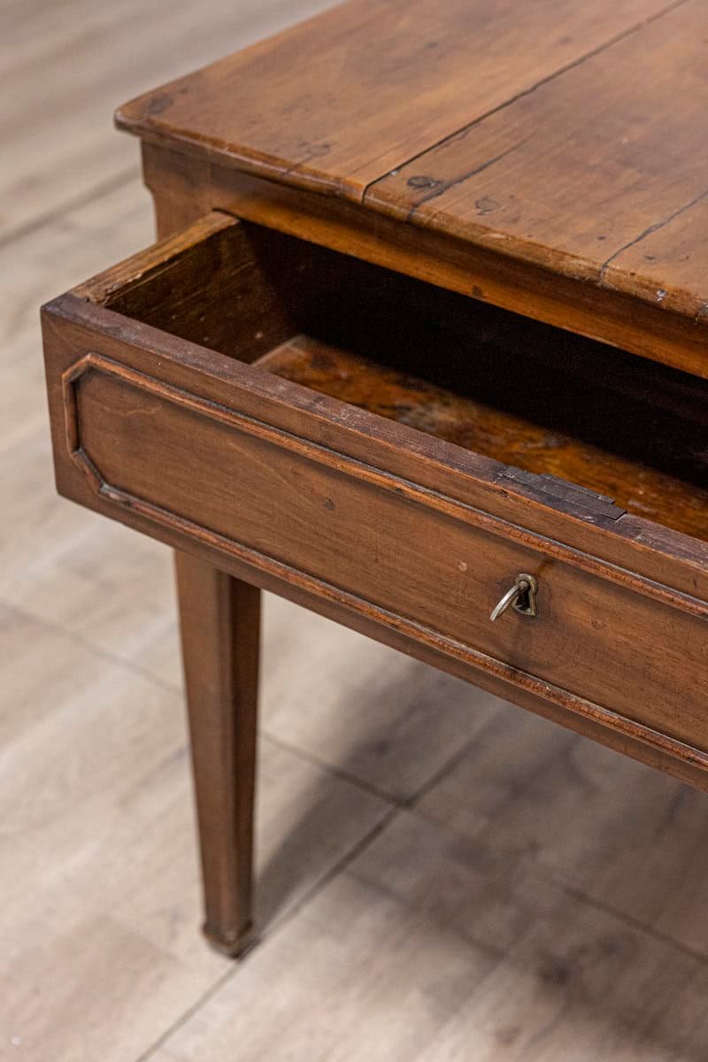 French 19th Century Walnut Desk with Carved Apron and Lateral Drawer - JAA