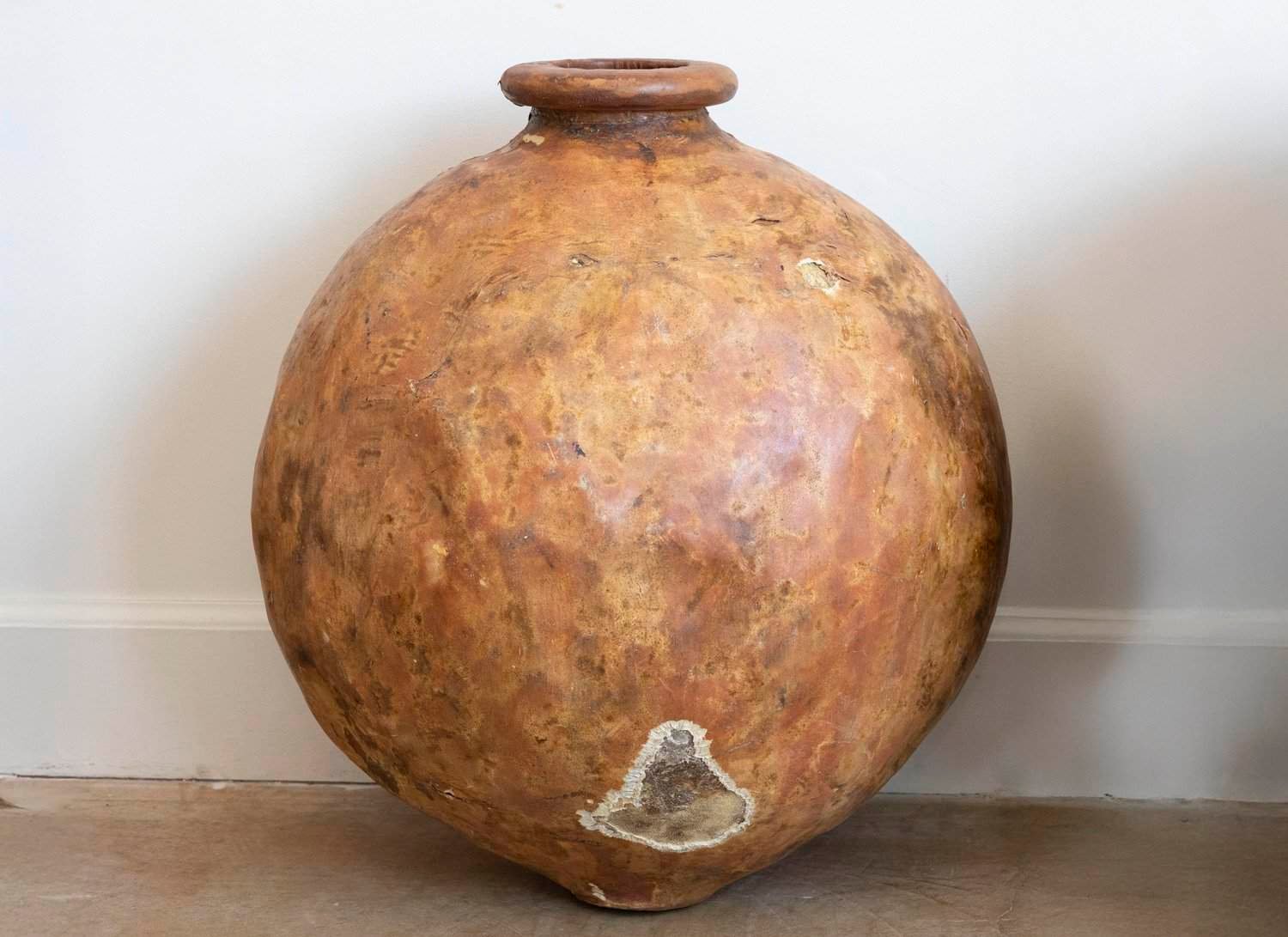 Large Spanish Papier-Mâché Olive Oil Jar with Aged Patina, circa 1830 - JAA