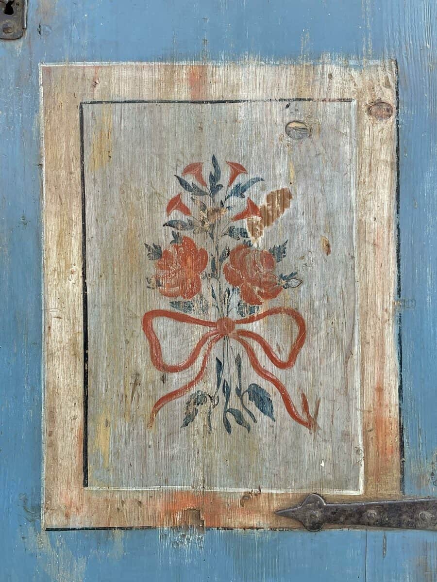 Tyrolean Late 18th Century Painted Pine Armoire with Original Folk Art Finish, Dated 1793 - JAA