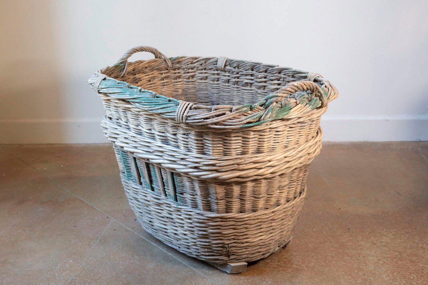 French Early 20th Century Wicker Grape Harvesting Basket - JAA