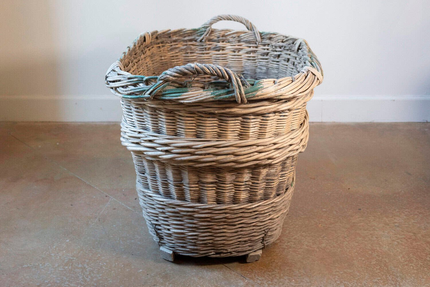 French Early 20th Century Wicker Grape Harvesting Basket - JAA