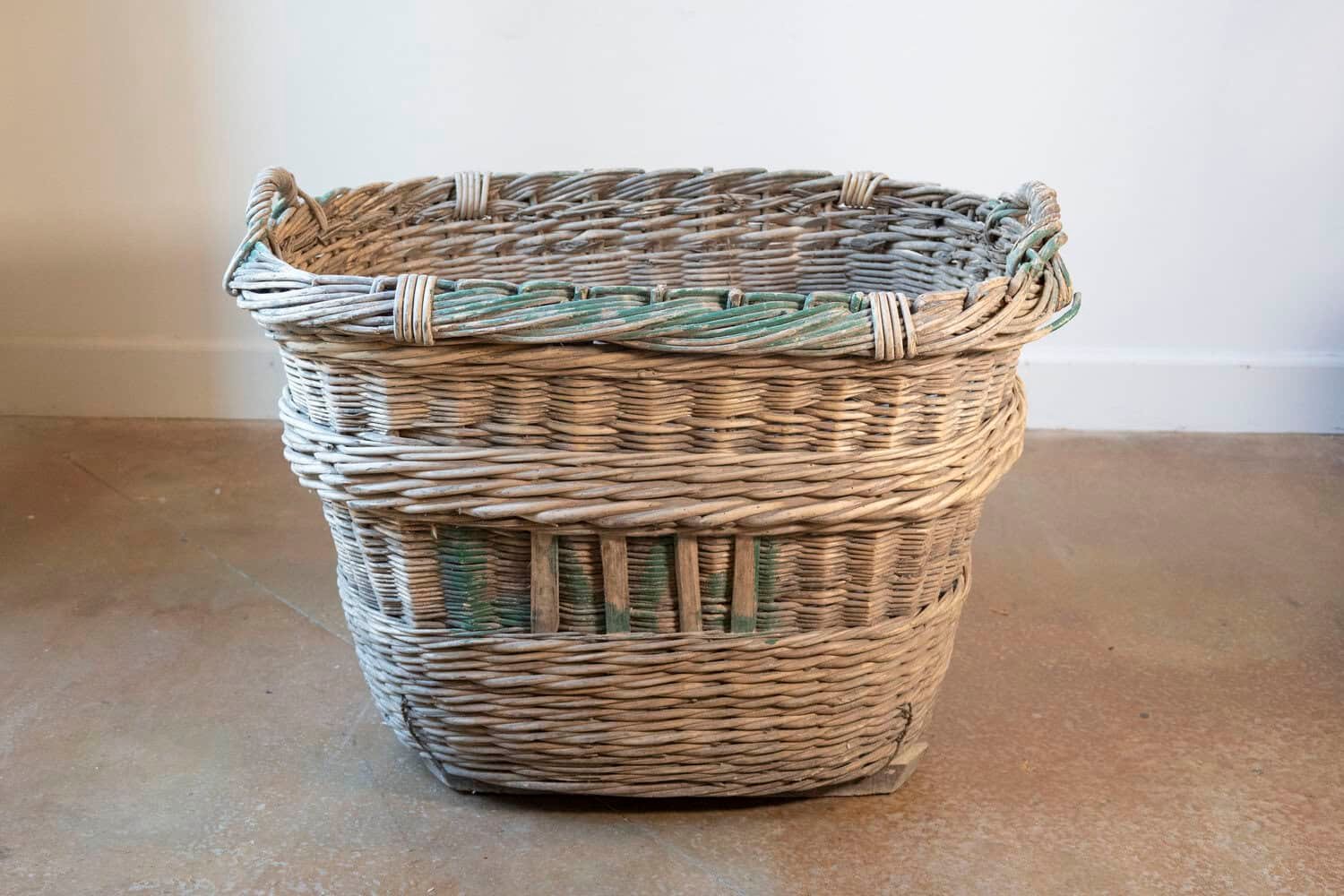 French Early 20th Century Wicker Grape Harvesting Basket - JAA