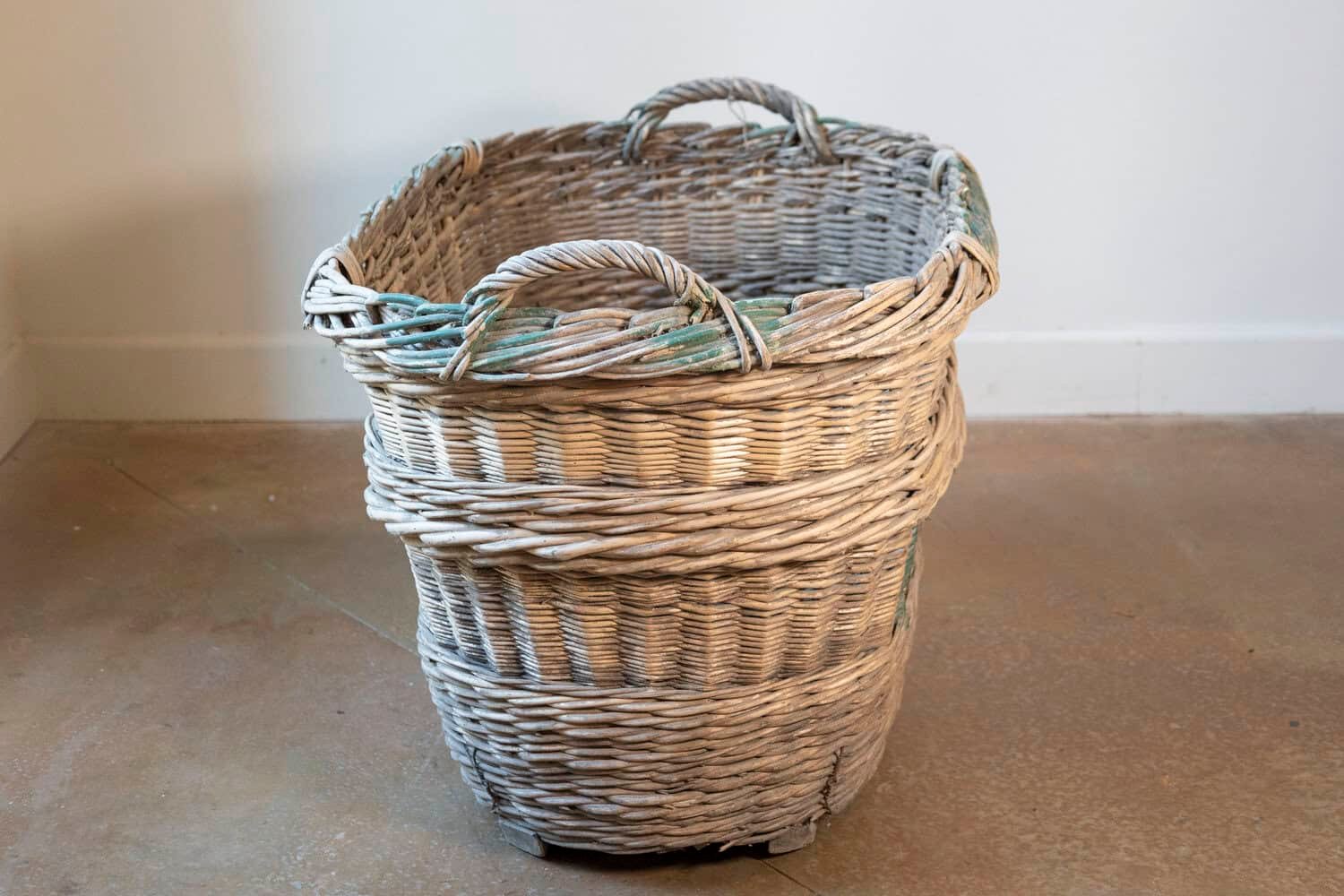 French Early 20th Century Wicker Grape Harvesting Basket - JAA