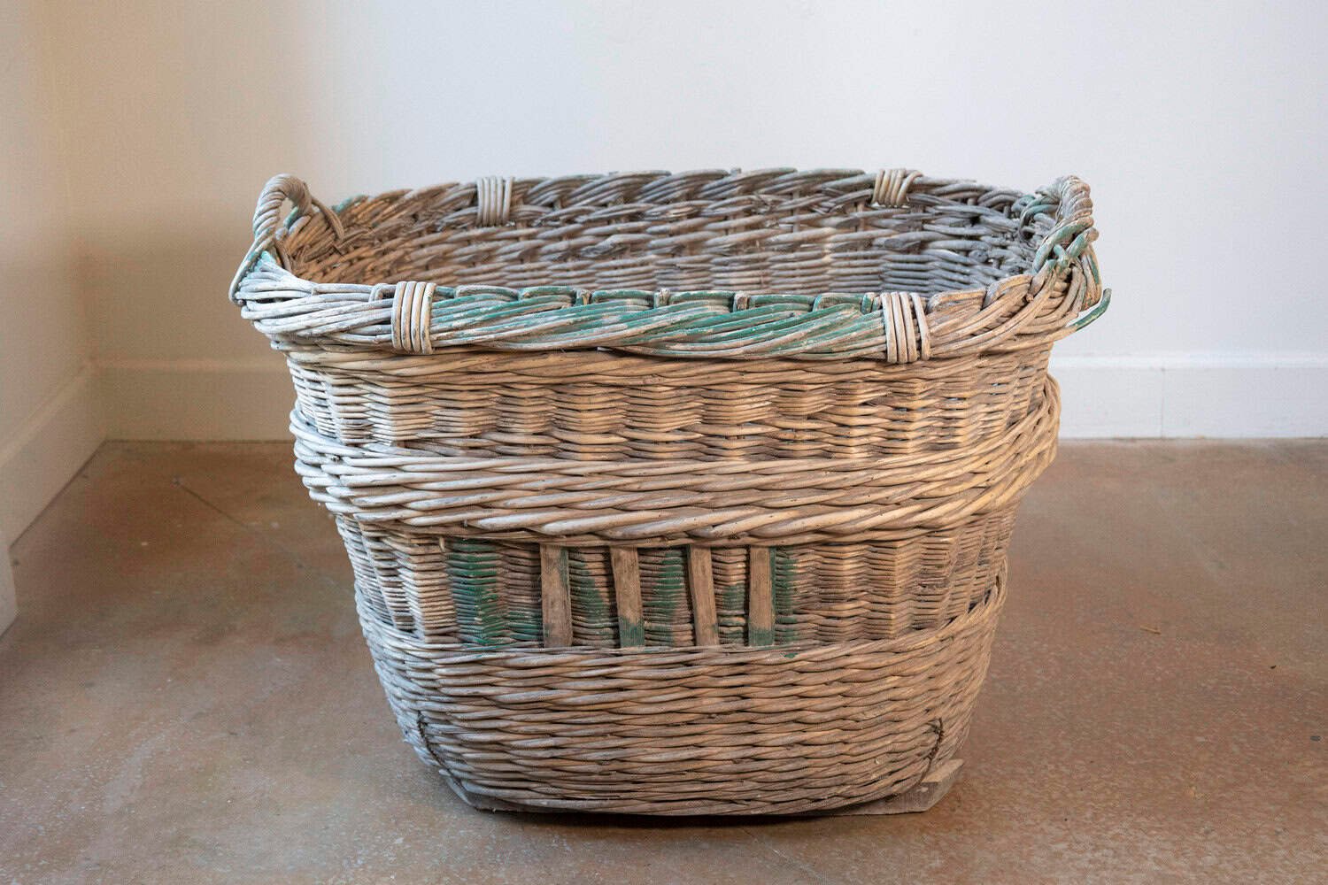 French Early 20th Century Wicker Grape Harvesting Basket - JAA