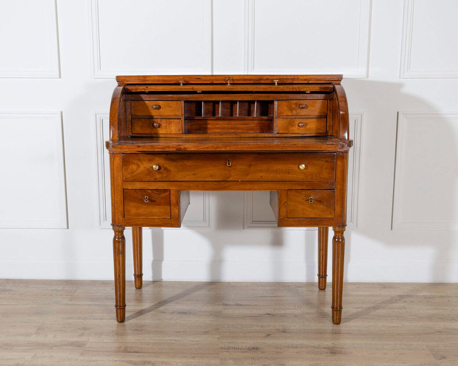 19th-Century Italian Charles X Walnut Cylinder Desk - JAA