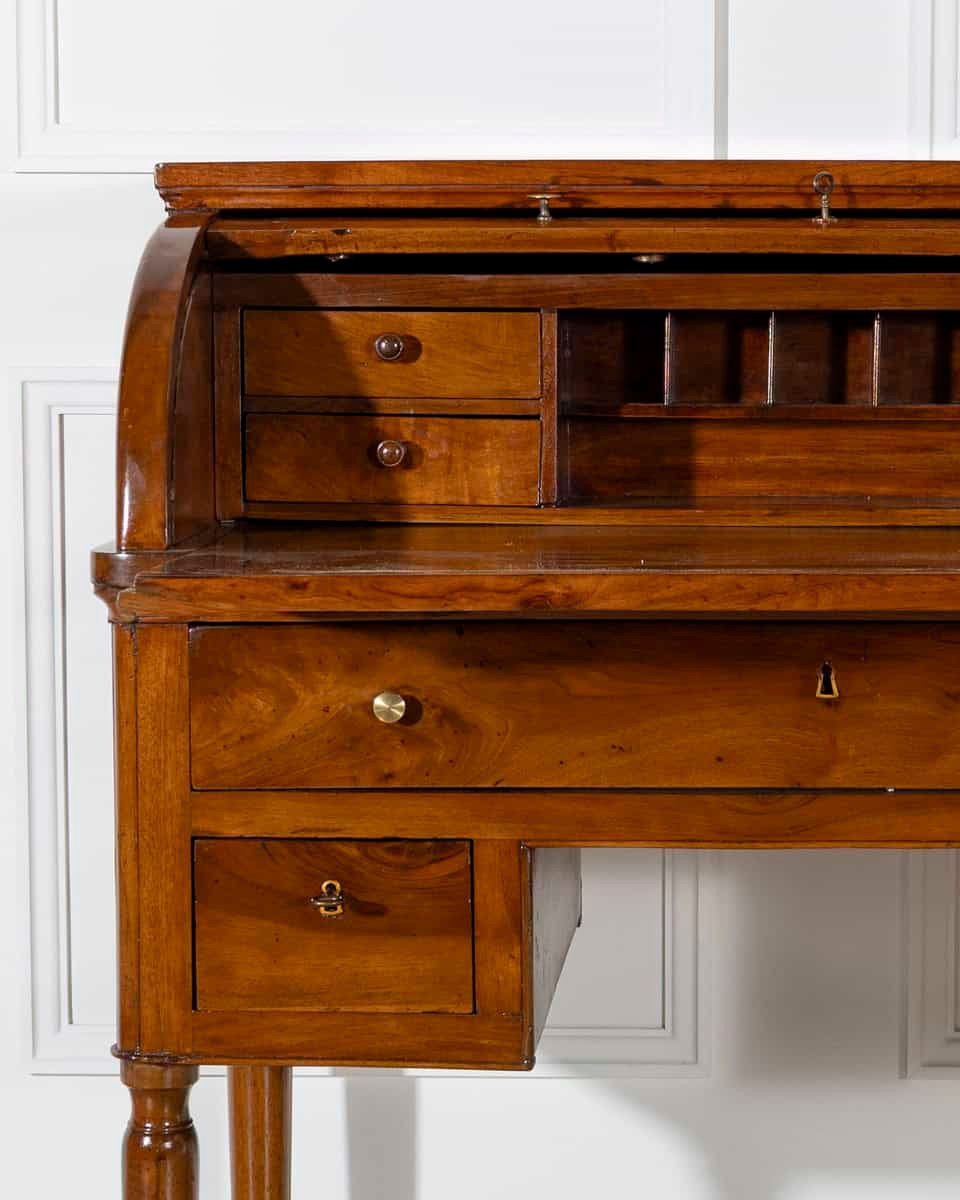 19th-Century Italian Charles X Walnut Cylinder Desk - JAA