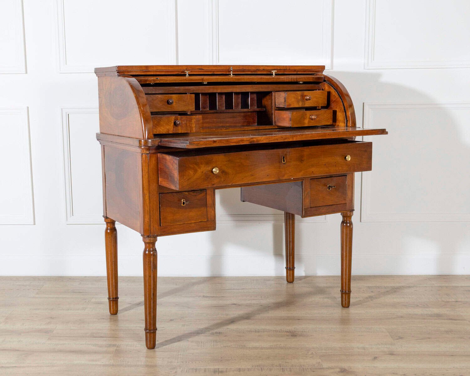 19th-Century Italian Charles X Walnut Cylinder Desk - JAA