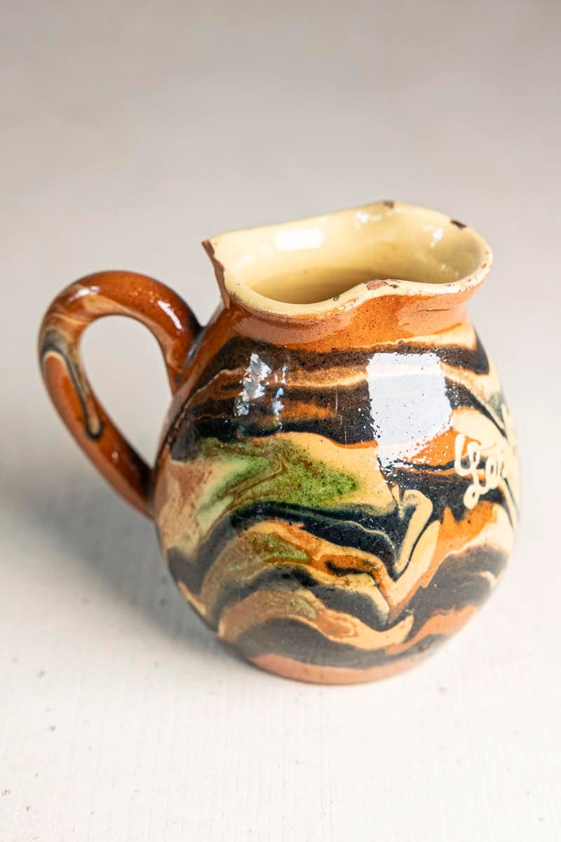 Mid-20th Century French Marbled Glazed Terracotta Pitcher,  “Les Uravis” - JAA