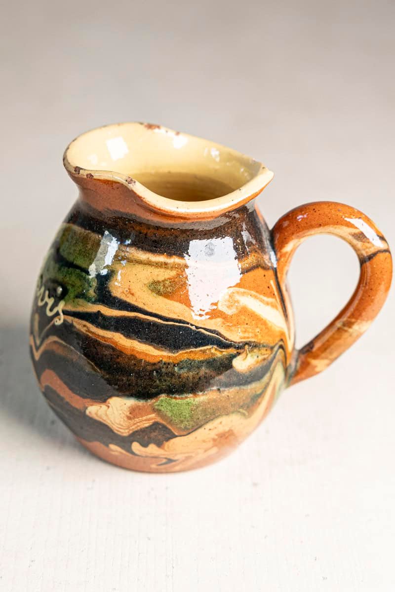Mid-20th Century French Marbled Glazed Terracotta Pitcher,  “Les Uravis” - JAA
