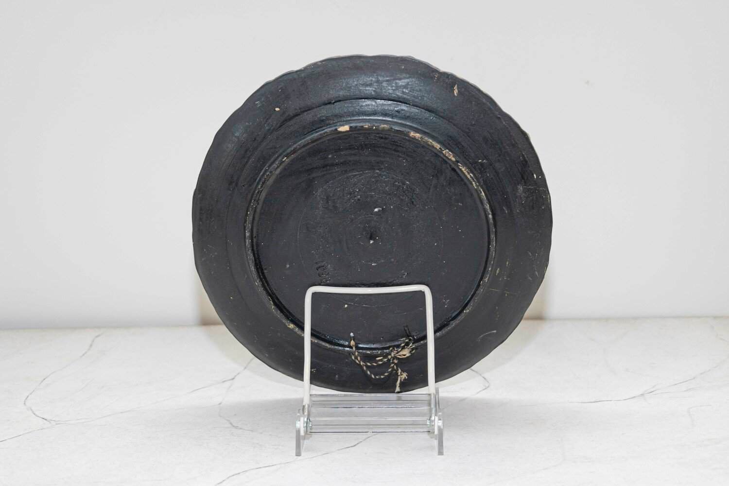 French 20th Century Wall Hanging Pottery Plate with Black Grapes Motifs - JAA