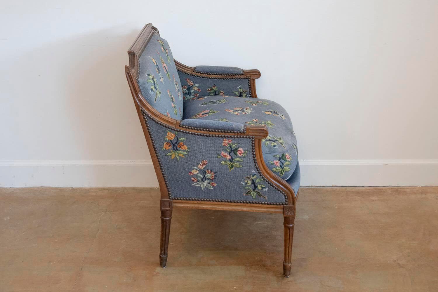 Pair of French Louis XVI Period 1790s Bergère Marquise Chairs with Upholstery - JAA