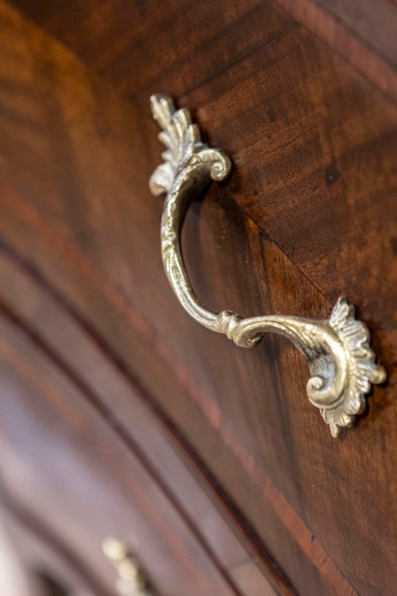 Italian Early 20th Century Rococo Style Walnut Commodes with Marble Tops, Pair, c.1900 - JAA