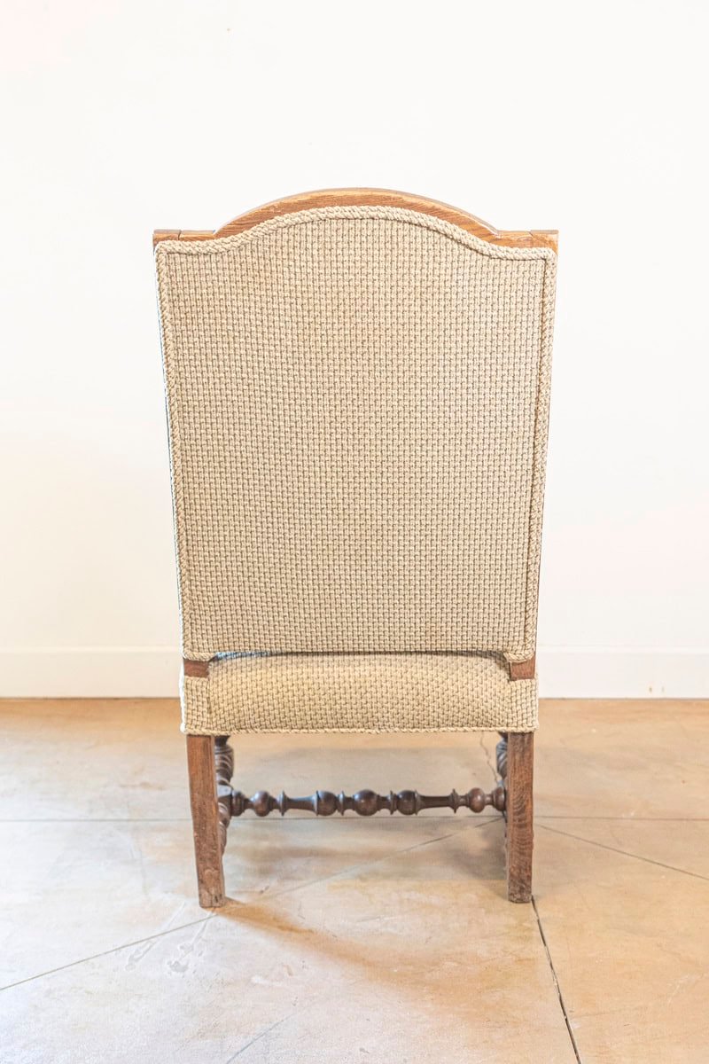 French Louis XIII Style 19th Century Walnut Armchair with Turned Base - JAA