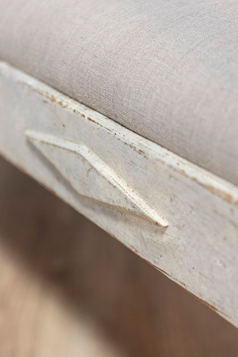 20th Century Swedish Gustavian Style Gray Painted Sofa Bench - JAA