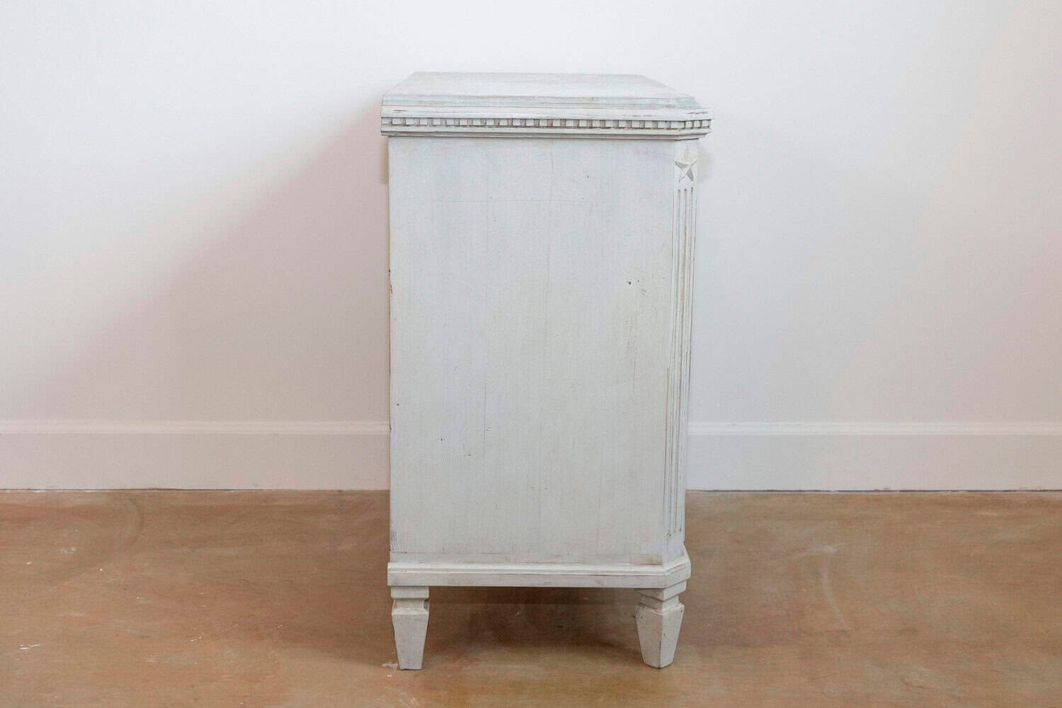 Pair of Swedish Gustavian Style 1890s Painted Chests with Carved Stars - JAA