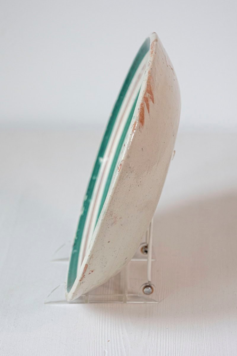 Italian Early 20th Century Pottery Bowl with Rooster Motif and Green Border - JAA