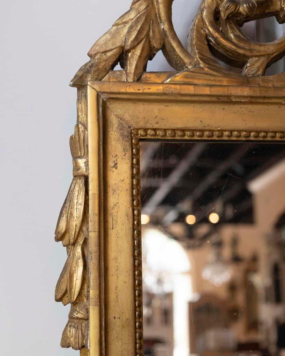 French 18th Century Louis XVI Giltwood Mirror with Cherub Medallion - JAA