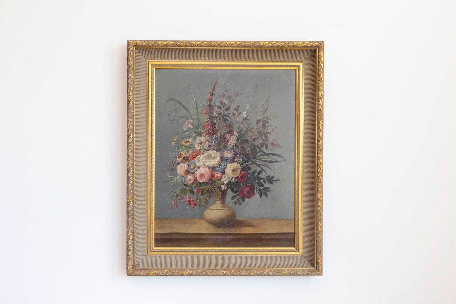 Italian Rococo 1770s Framed Still-Life Painting Depicting a Bouquet of Flowers - JAA