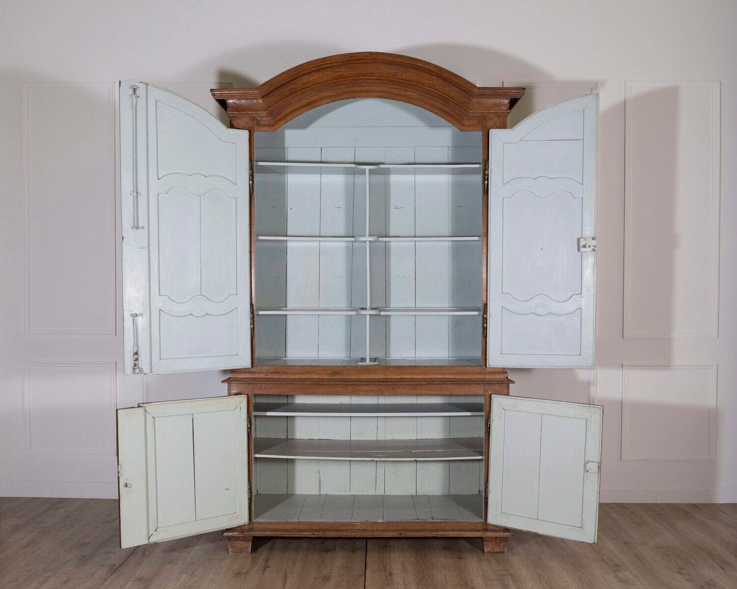 18th Century French Blond Oak Buffet Deux Corps with Molded Panels - JAA