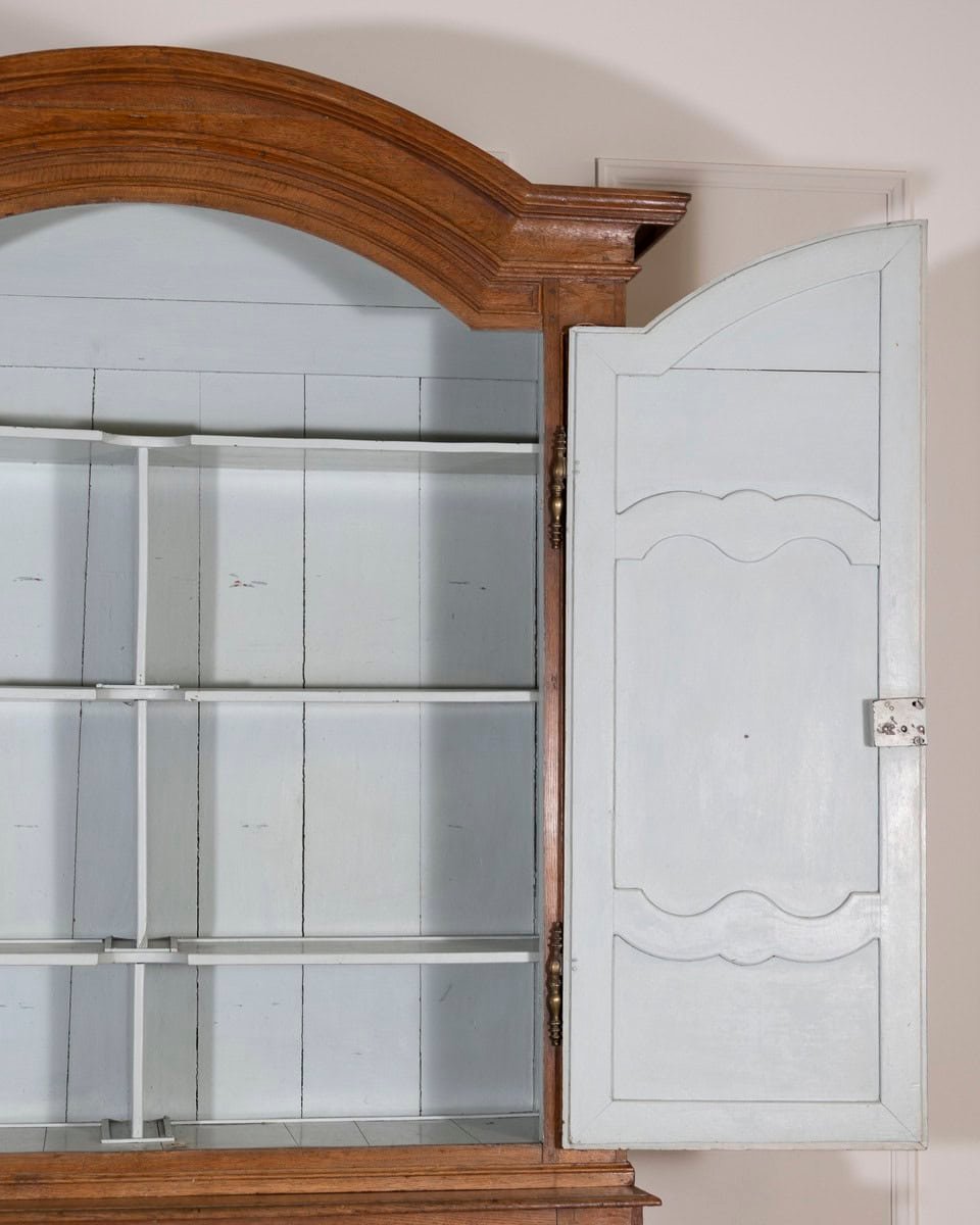 18th Century French Blond Oak Buffet Deux Corps with Molded Panels - JAA