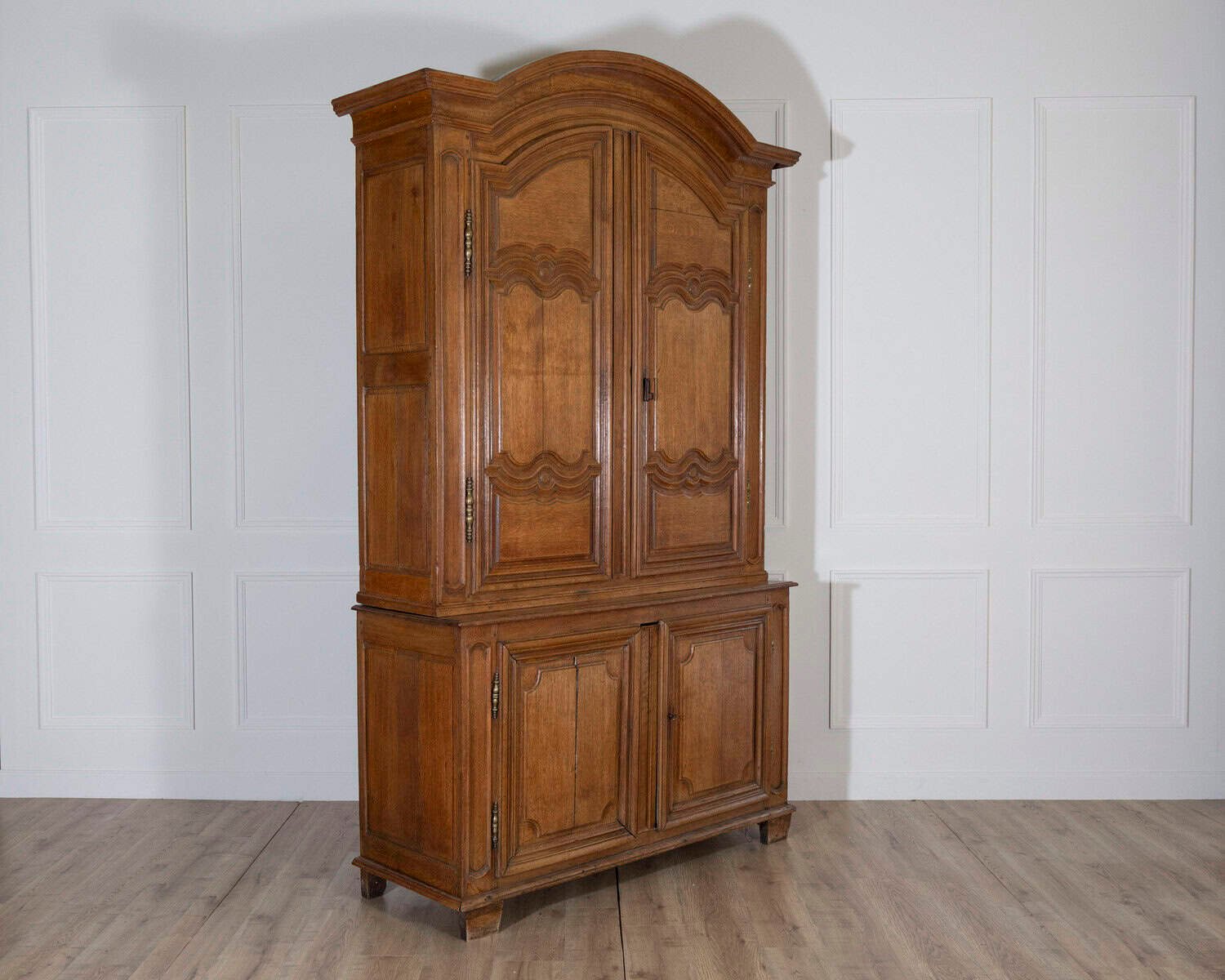 18th Century French Blond Oak Buffet Deux Corps with Molded Panels - JAA