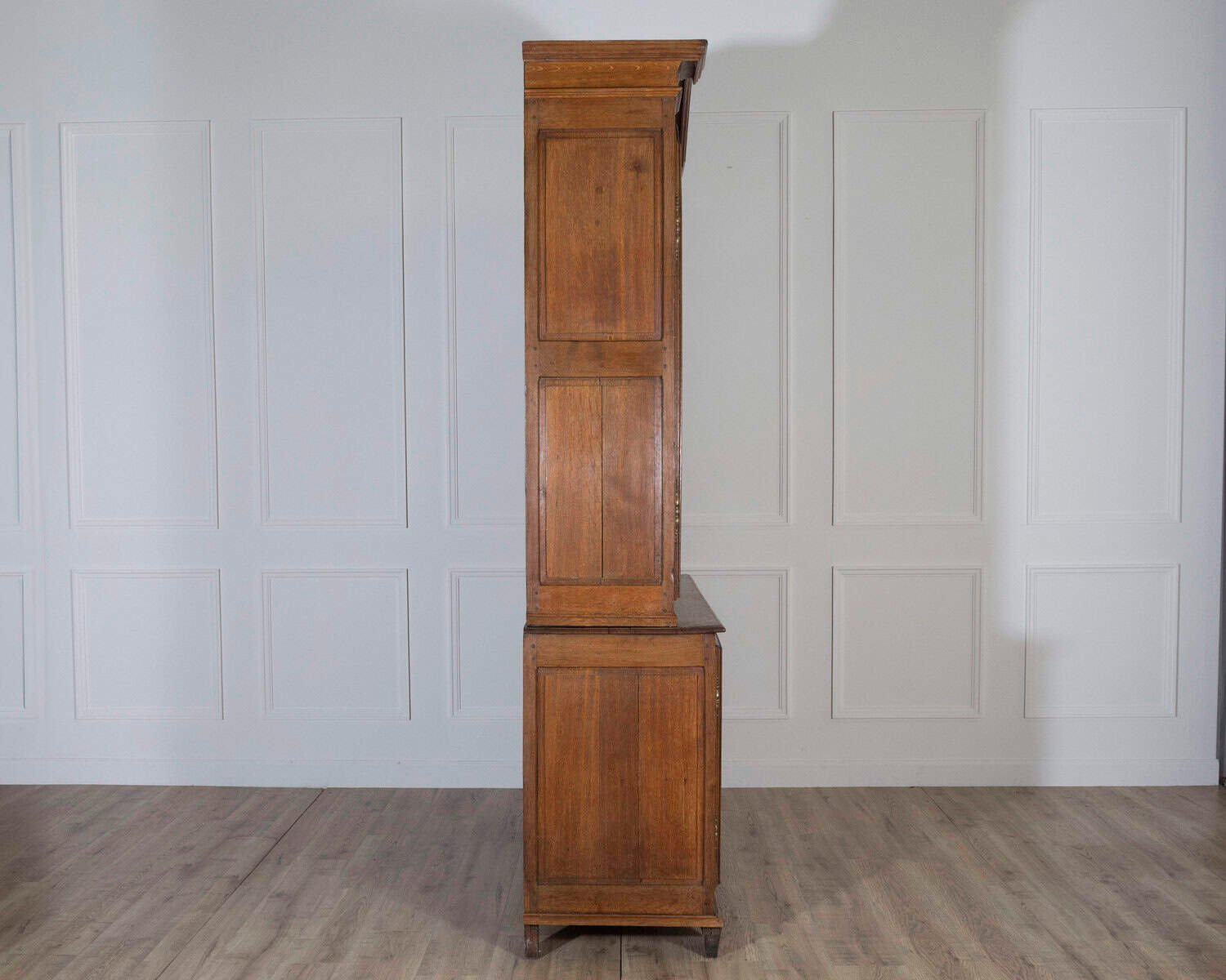 18th Century French Blond Oak Buffet Deux Corps with Molded Panels - JAA