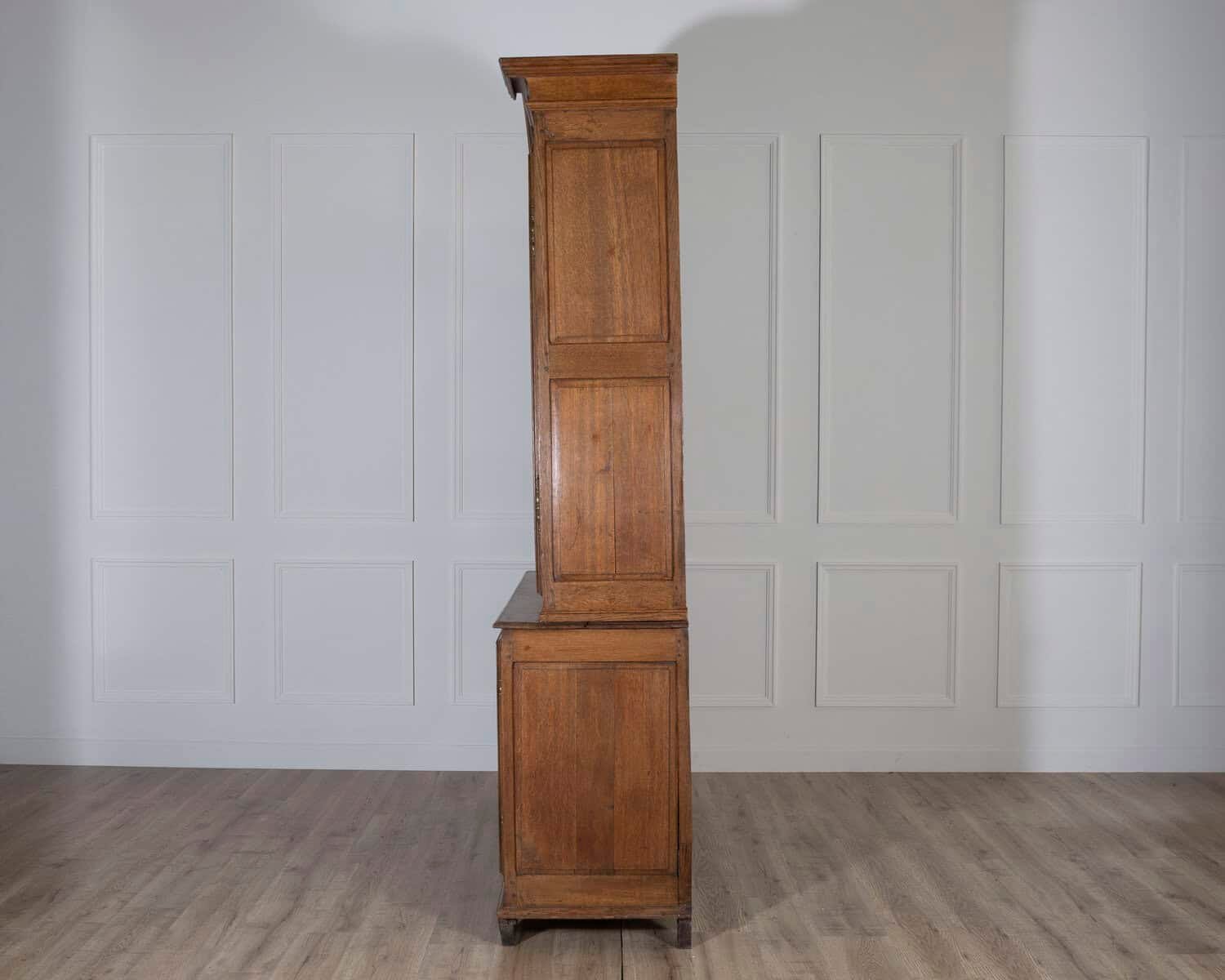 18th Century French Blond Oak Buffet Deux Corps with Molded Panels - JAA