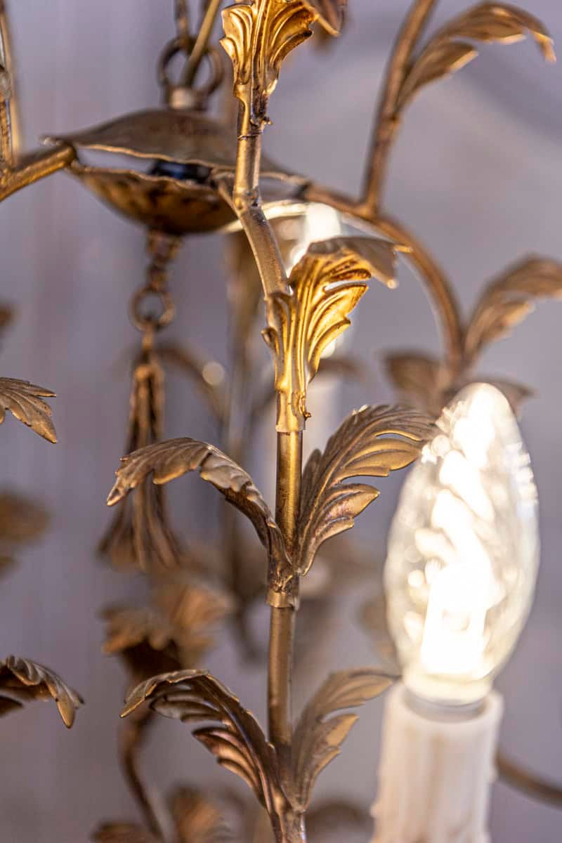 20th Century French Gilt Metal Chandelier in the Style of Coco Chanel - JAA