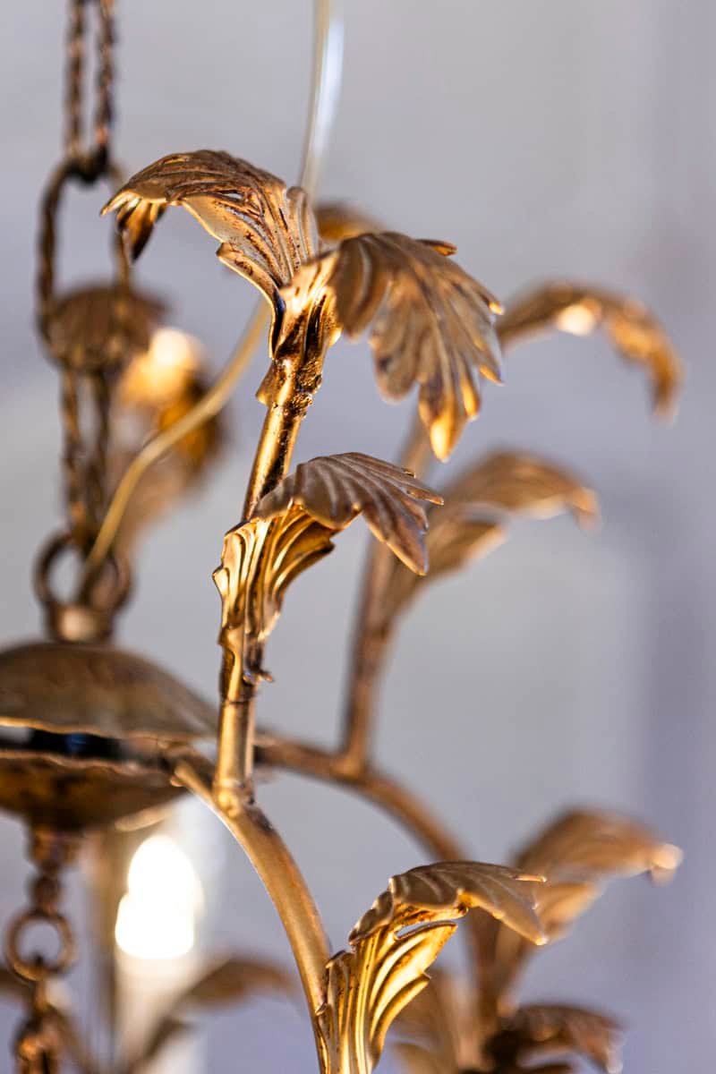20th Century French Gilt Metal Chandelier in the Style of Coco Chanel - JAA