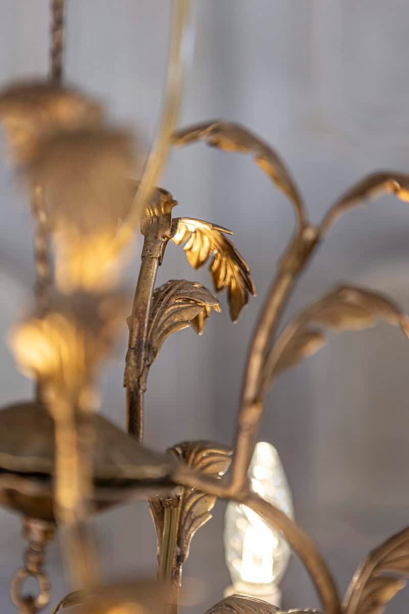 20th Century French Gilt Metal Chandelier in the Style of Coco Chanel - JAA