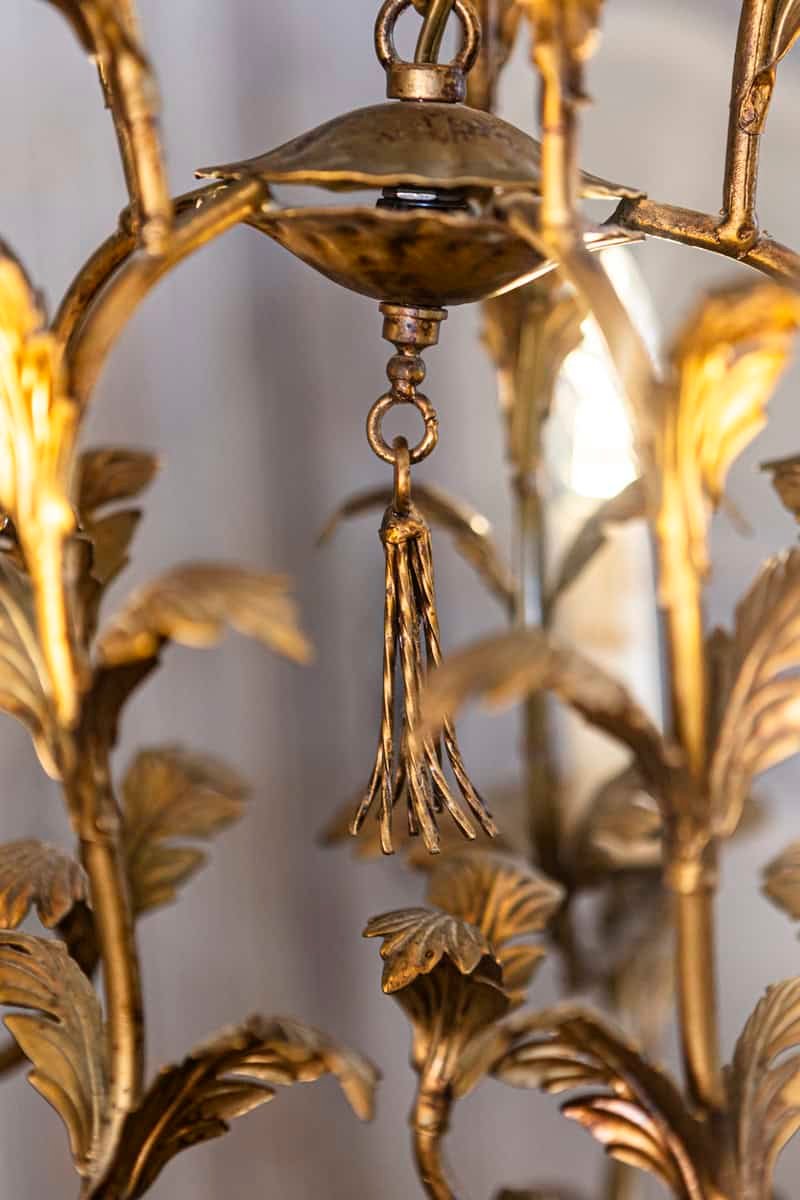 20th Century French Gilt Metal Chandelier in the Style of Coco Chanel - JAA