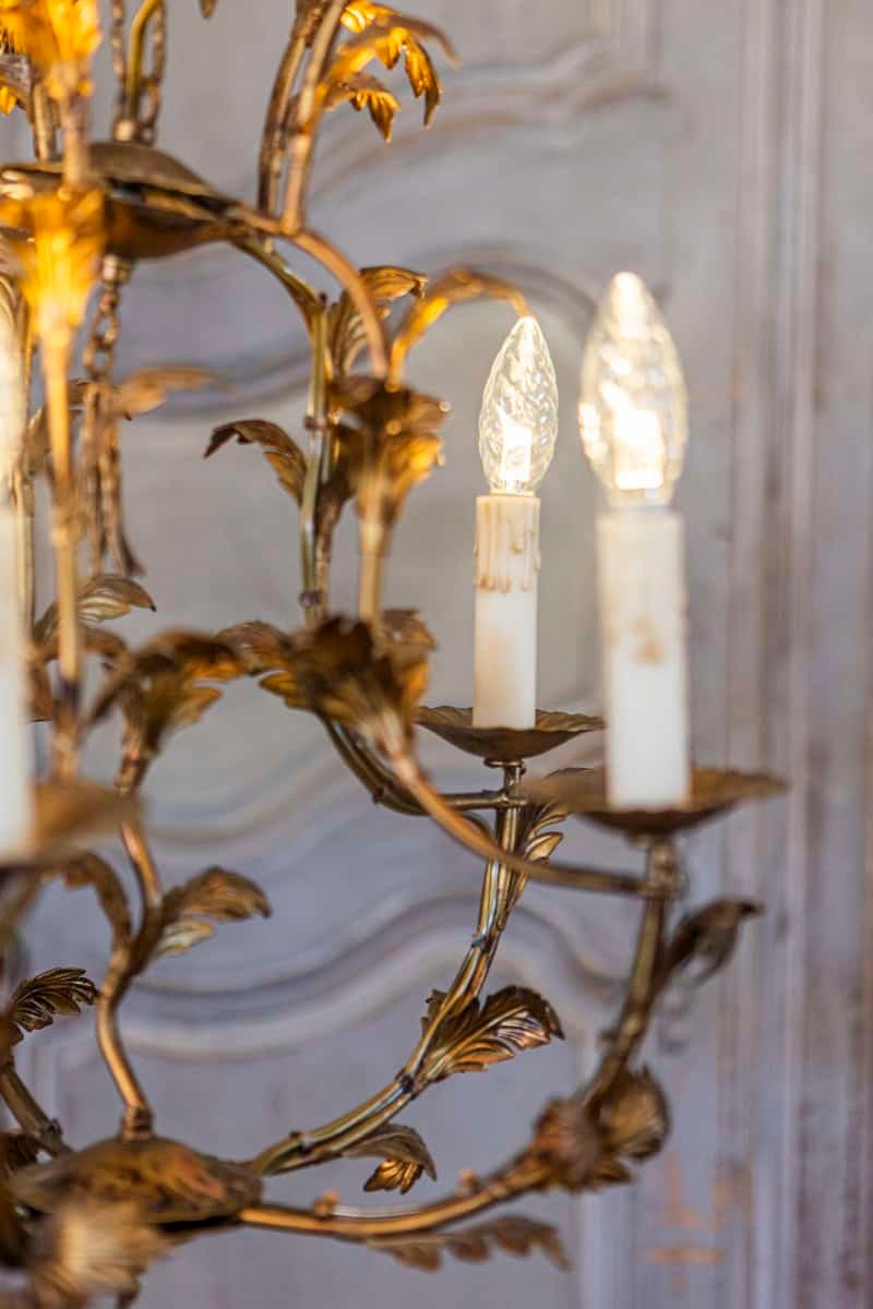 20th Century French Gilt Metal Chandelier in the Style of Coco Chanel - JAA