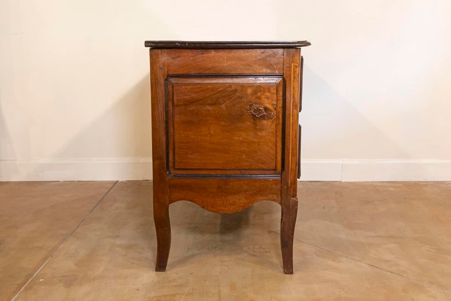 French Directoire Two-Drawer Walnut Commode with Banded Inlay from Provence - JAA