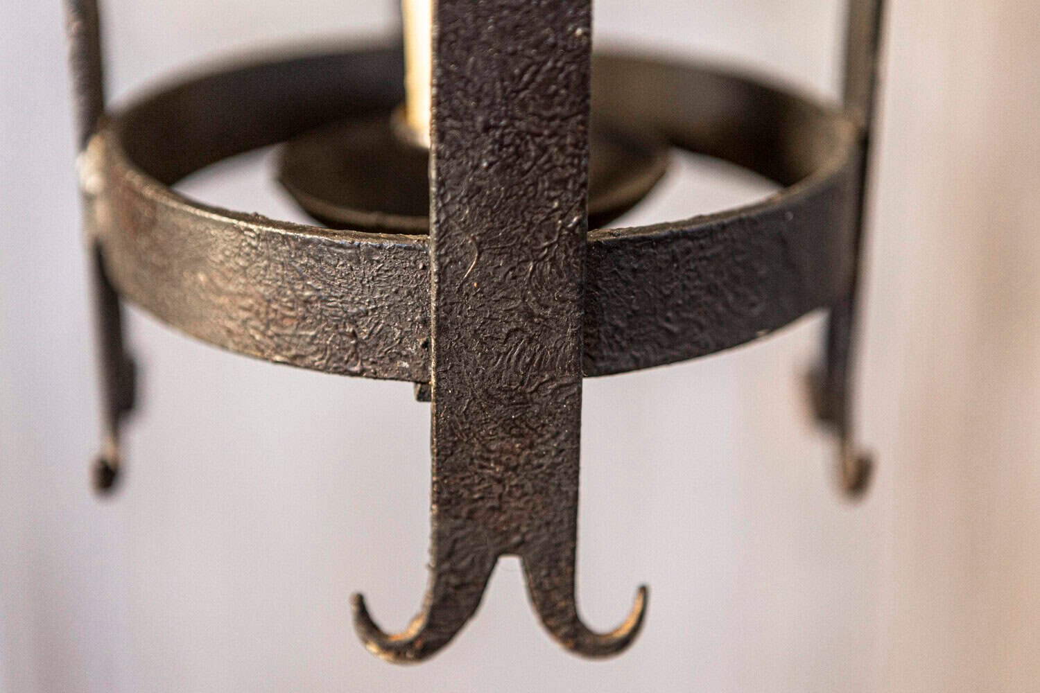 Pair of French Wrought-Iron Single Light Cylindrical Lanterns, Wired for the USA - JAA