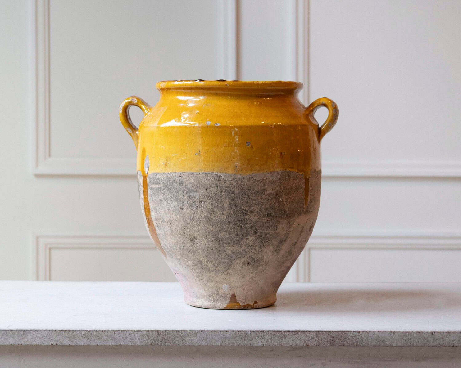 19th Century French Terracotta Jug with Ochre Glaze - JAA