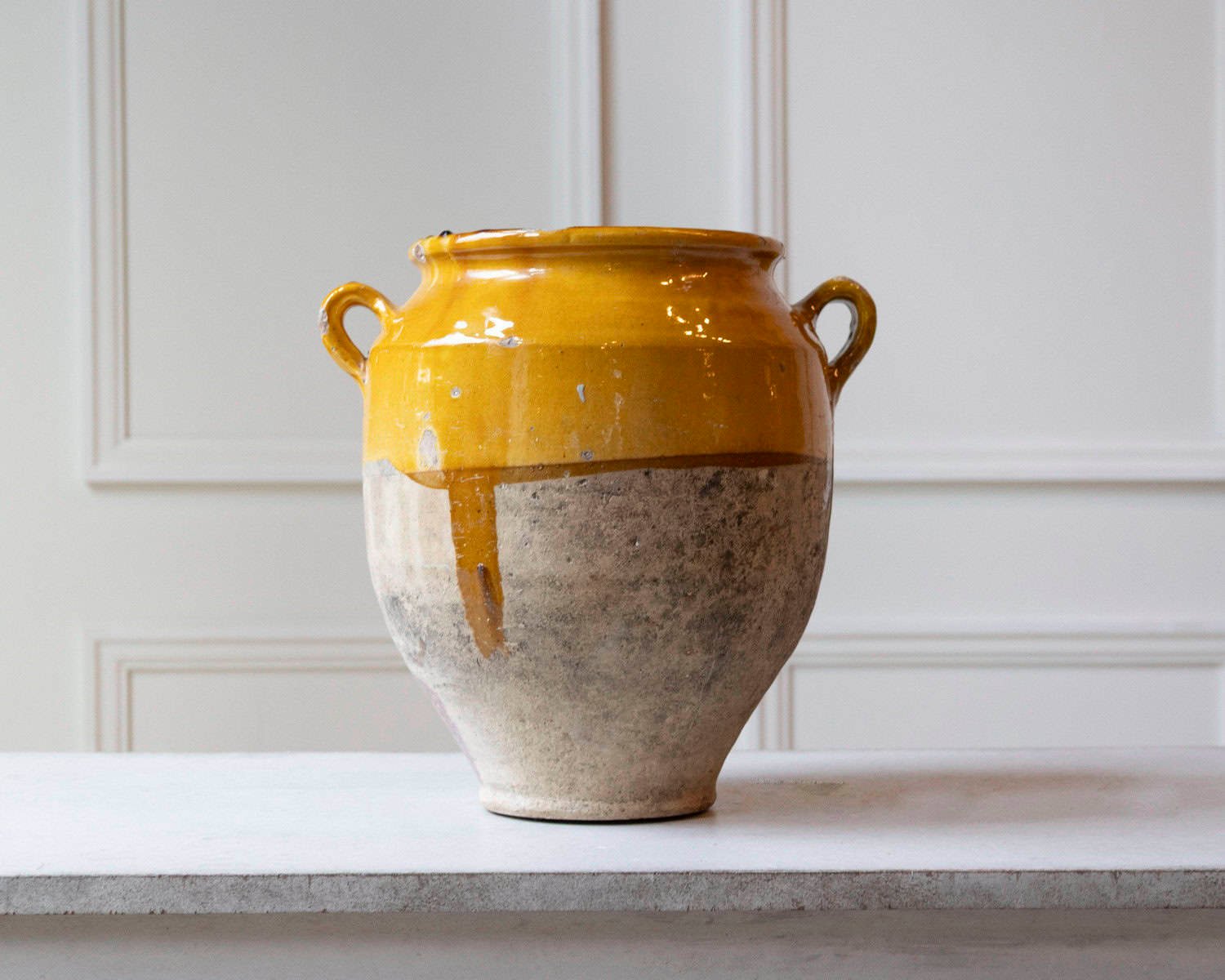 19th Century French Terracotta Jug with Ochre Glaze - JAA